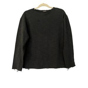 Der Rohe Black Long Sleeve Raw Hem Top Sz M